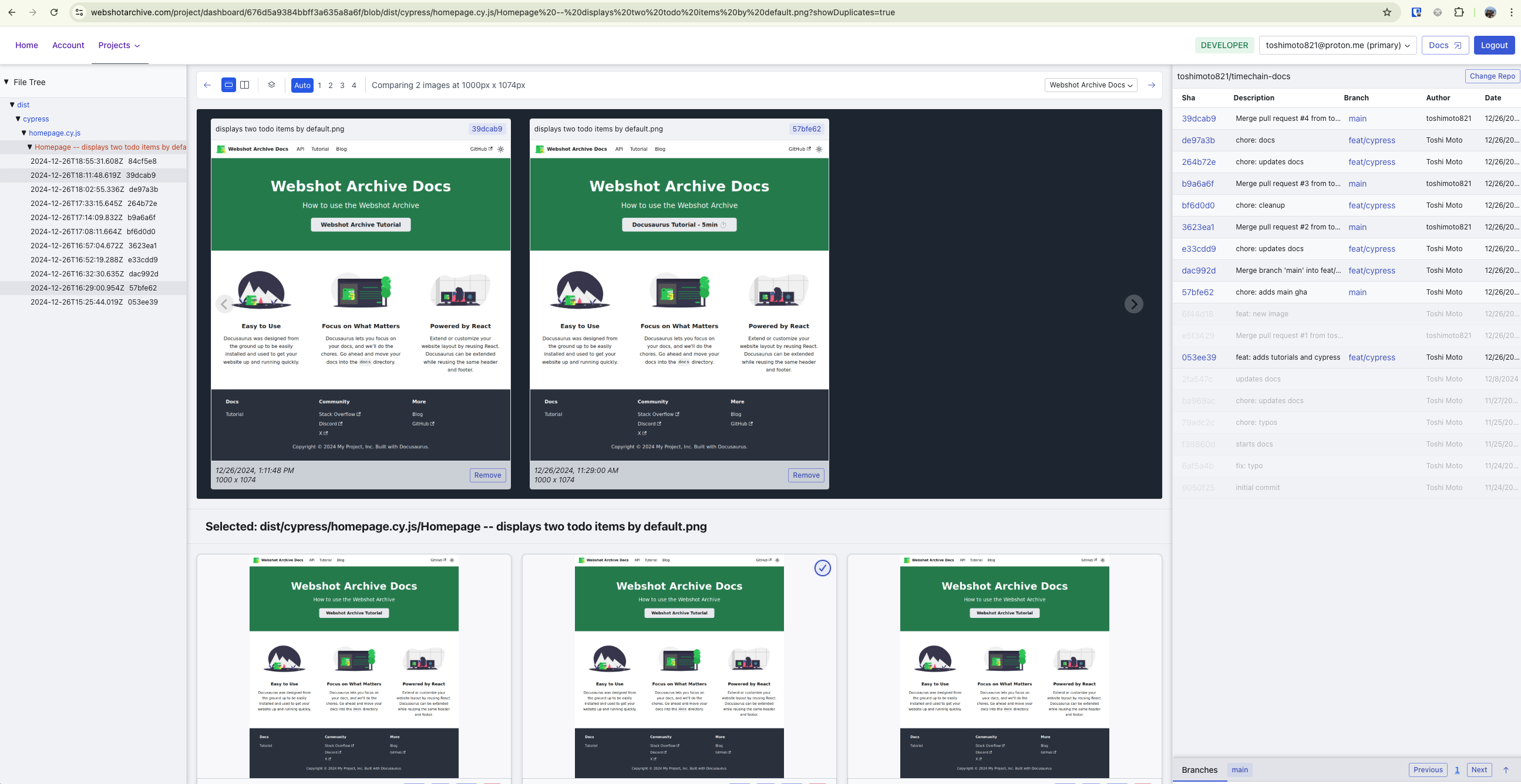Webshot Archive Project Dashboard