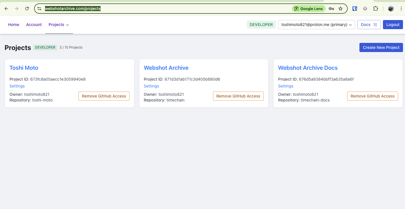 Webshot Archive Projects